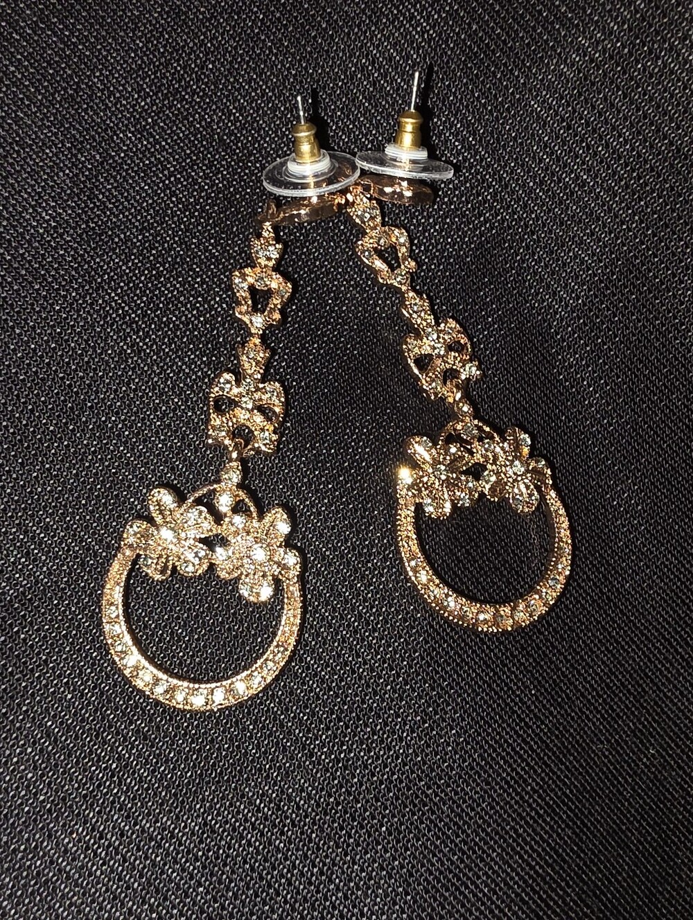 Gold Floral Drop Earrings for Women - Elegant Dangle Earrings, Rose Gold,